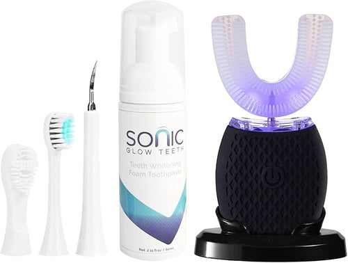 Automatic Ultrasonic Toothbrush للكبار – Rechargeable Soft Bristles & 30s Timer (Black)