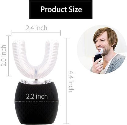 Automatic Ultrasonic Toothbrush للكبار – Rechargeable Soft Bristles & 30s Timer (Black)