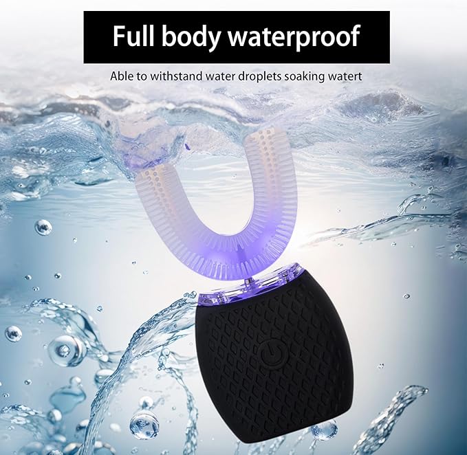 Automatic Ultrasonic Toothbrush للكبار – Rechargeable Soft Bristles & 30s Timer (Black)