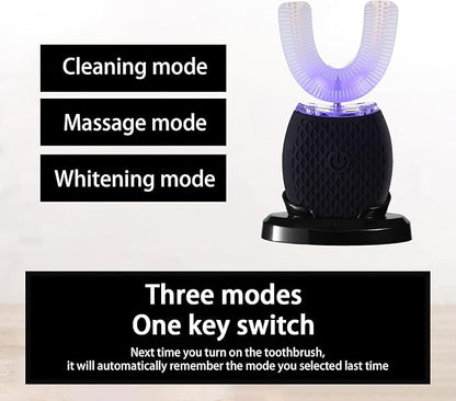 Automatic Ultrasonic Toothbrush للكبار – Rechargeable Soft Bristles & 30s Timer (Black)